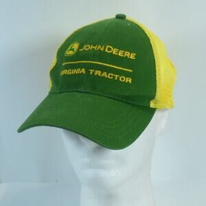 John Deere Virginia Tractor Mesh Trucker Strapback Cap Hat Green Yellow